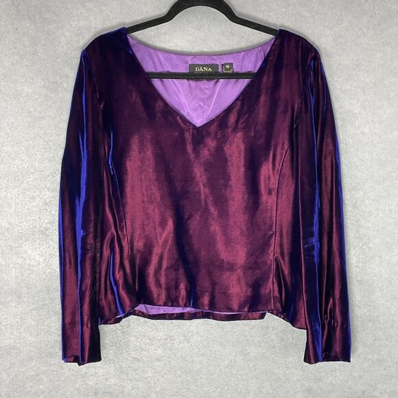 Dana Buchman Tops - Dana Buchman Top Sz 14 Purple Blue Chameleon Velour Shimmer Event Cocktail Party